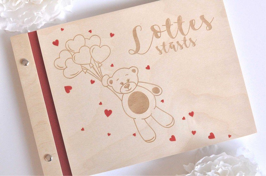 personalizēta mazuļa dienasgrāmata - siržu baloni